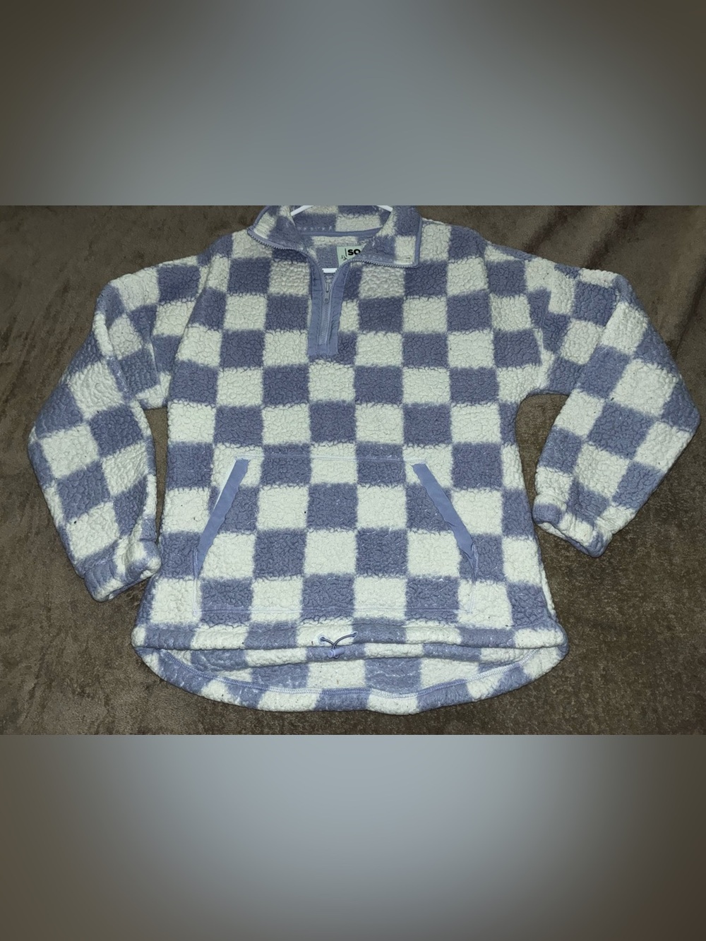SO Lavender and White Checkered Half-Zip Pullover
